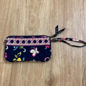 Vera Bradley Navy and Pink Floral Wristlet